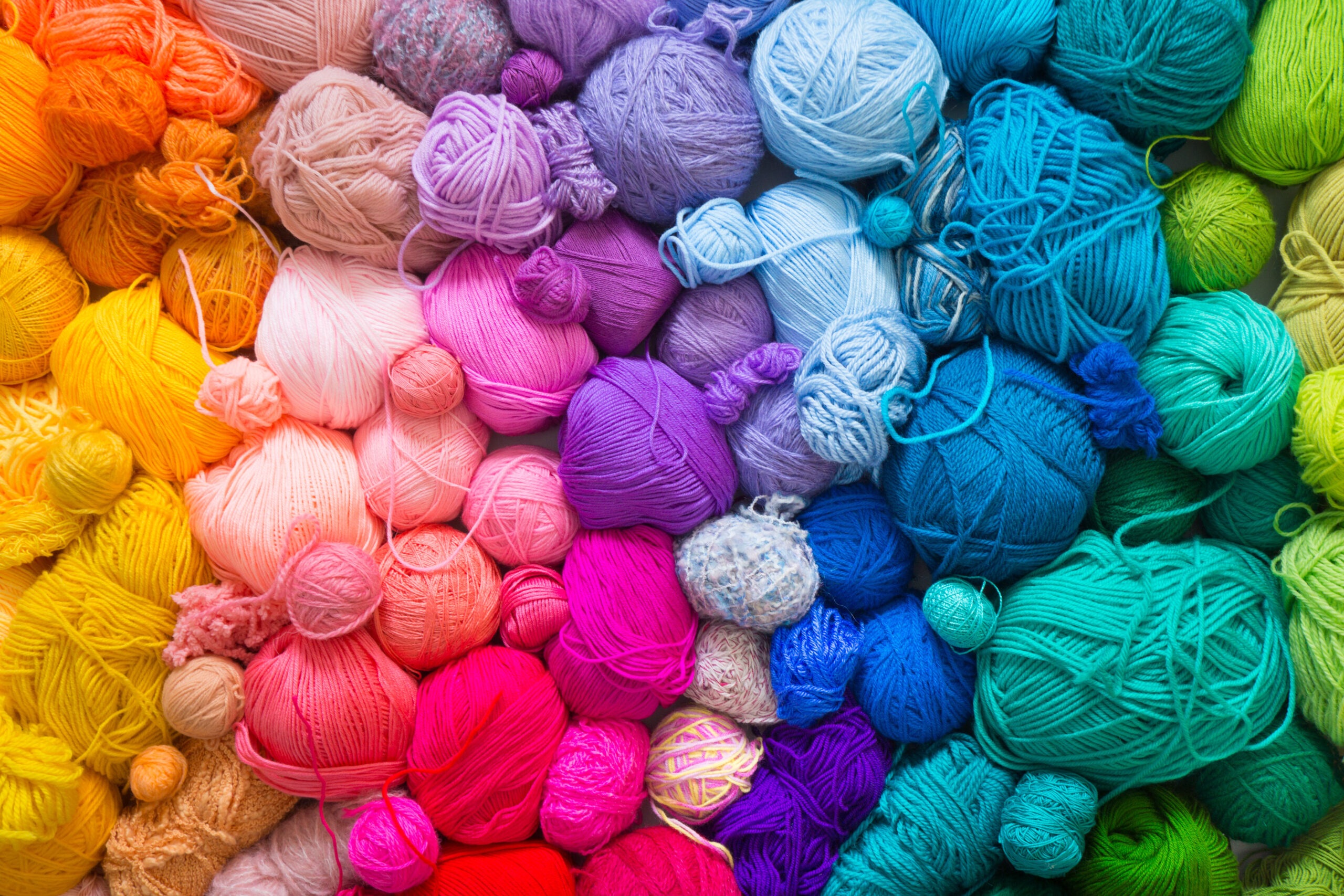 Colored balls of yarn