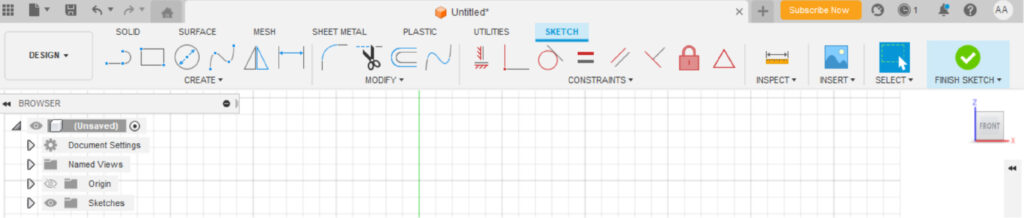 A partial screenshot of the header in Fusion 360, set to the functions under the "Sketch" tab, Northeastern Makerspaces