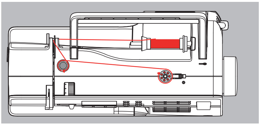 Order of operations for threading a bobbin on a Bernina sewing machine, Northeastern Makerspaces