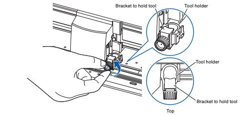 Loosening the tool holder screw to replace the vinyl cutter blade, Northeastern Makerspaces