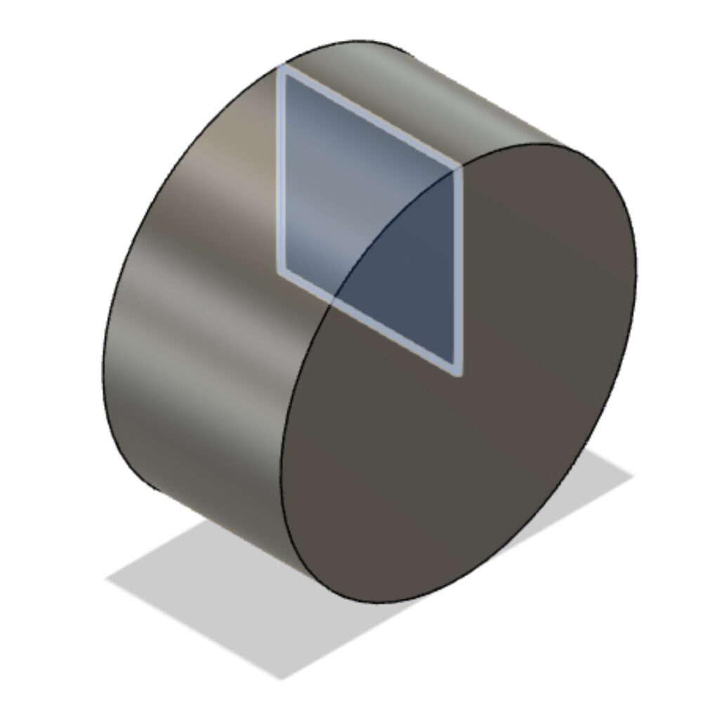 A square sketch in Fusion 360 revolved 360 degrees around the Y axis, Northeastern Makerspaces