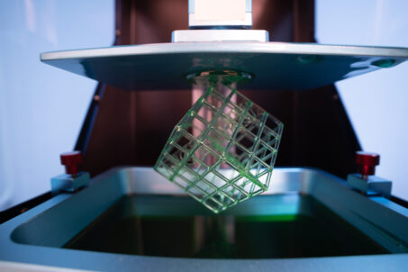 A hollow cube printed on an SLA 3D Printer