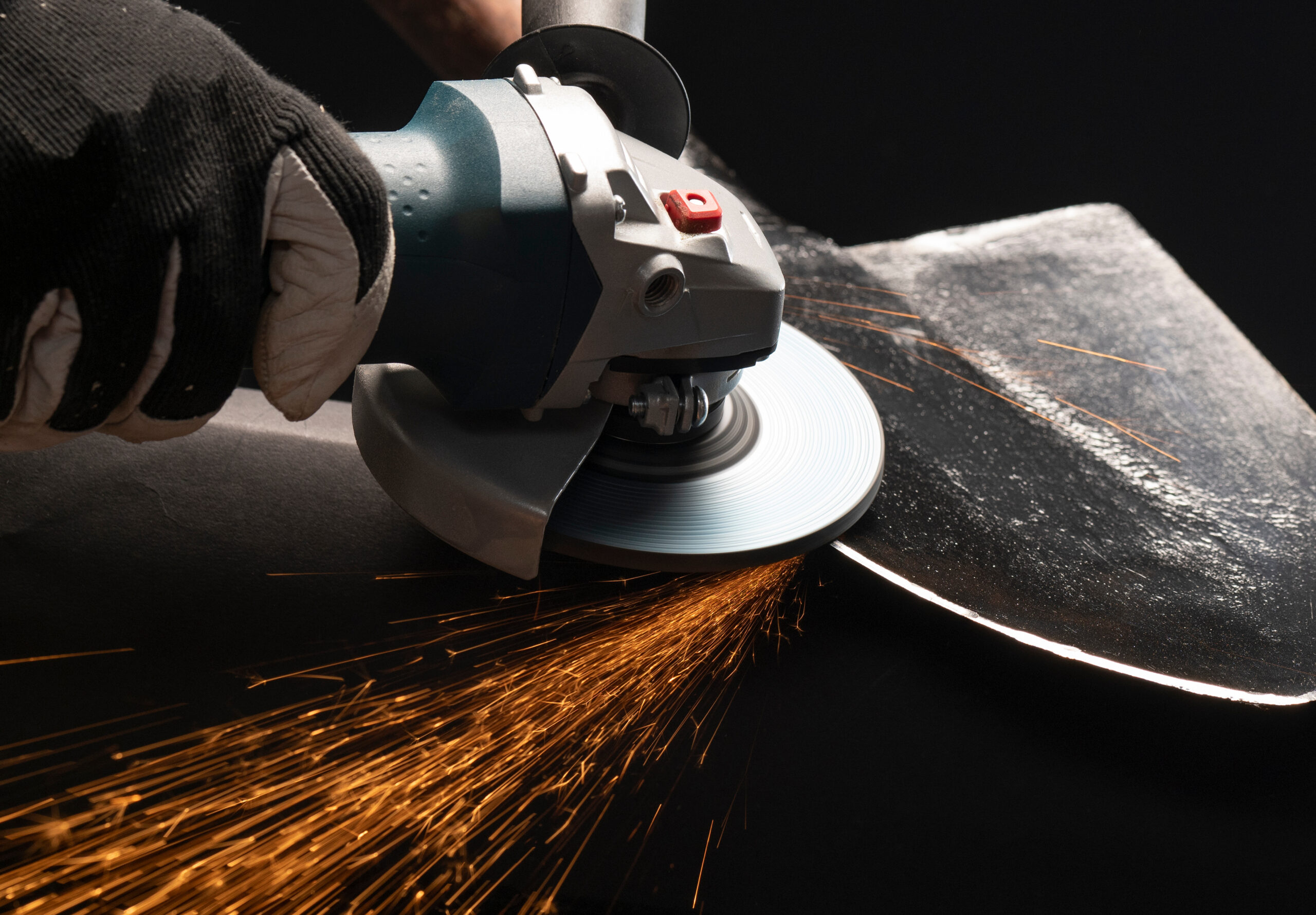 Person using an angle grinder