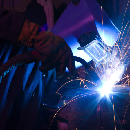 Close up of person welding