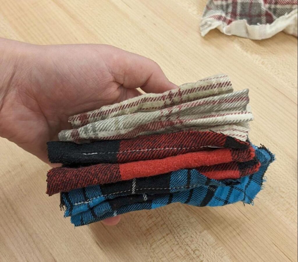 All fabrics folded together.