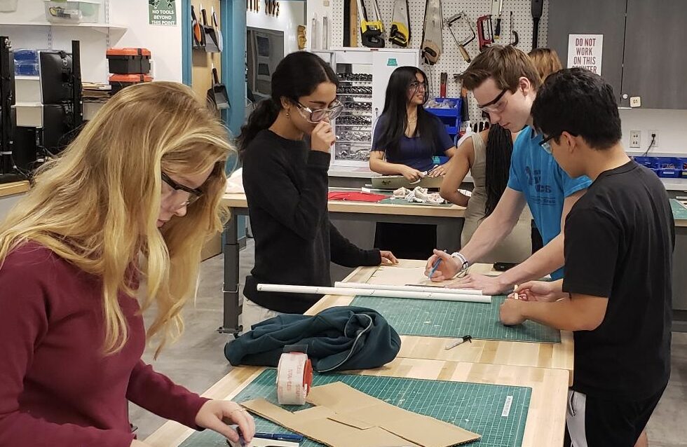 First year engineering students working on projects.