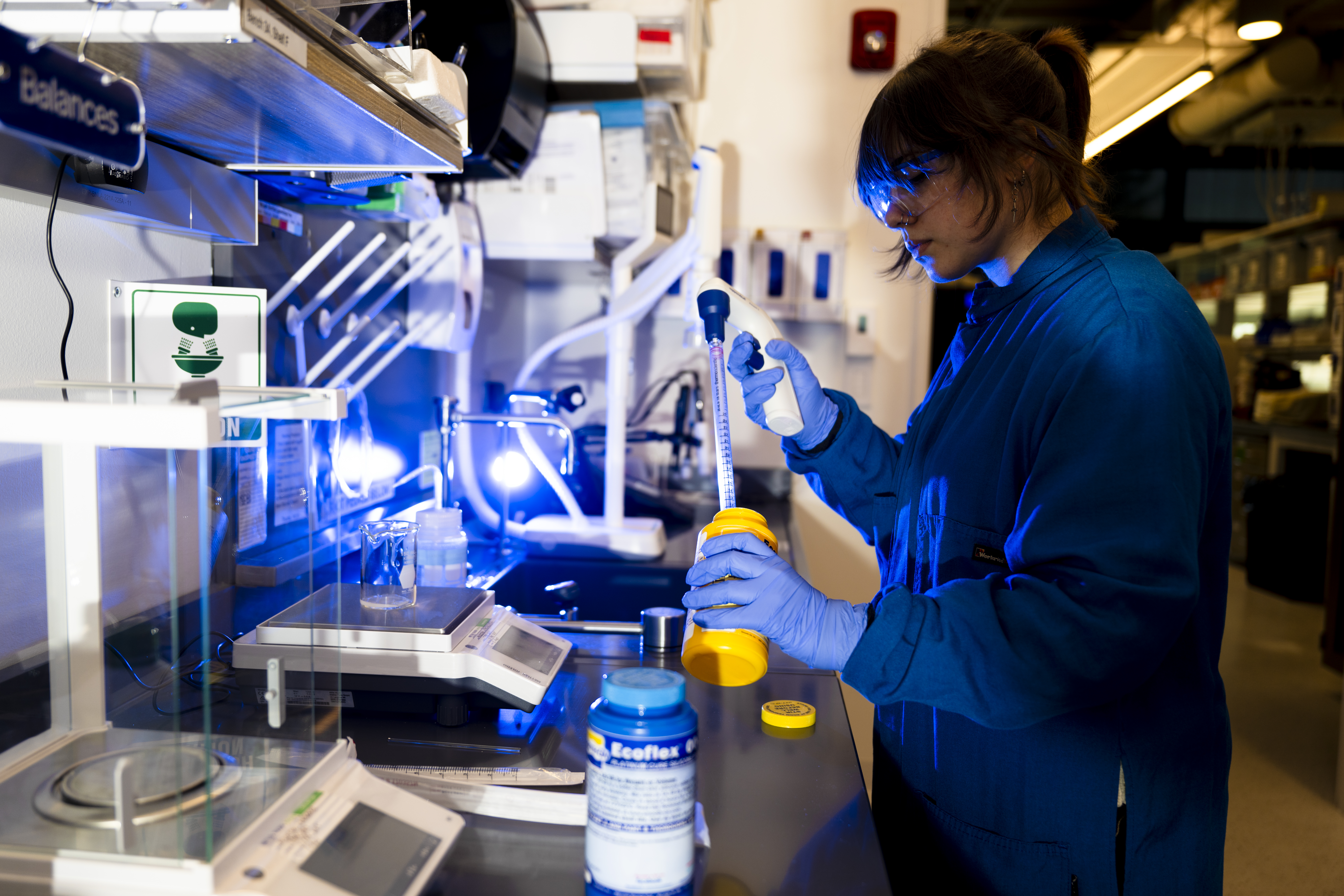 Students work in the Wet Lab Makerspace