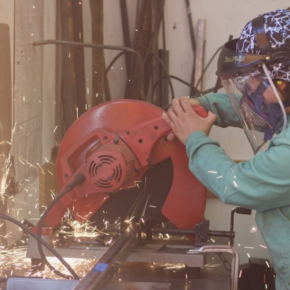 A person working with metal