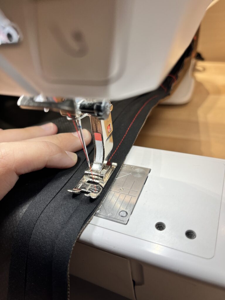 sewing black bias tape
