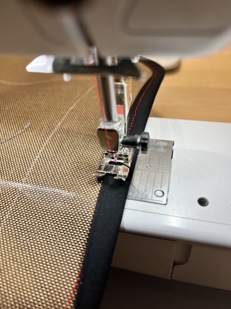 sewing other side of bias tape