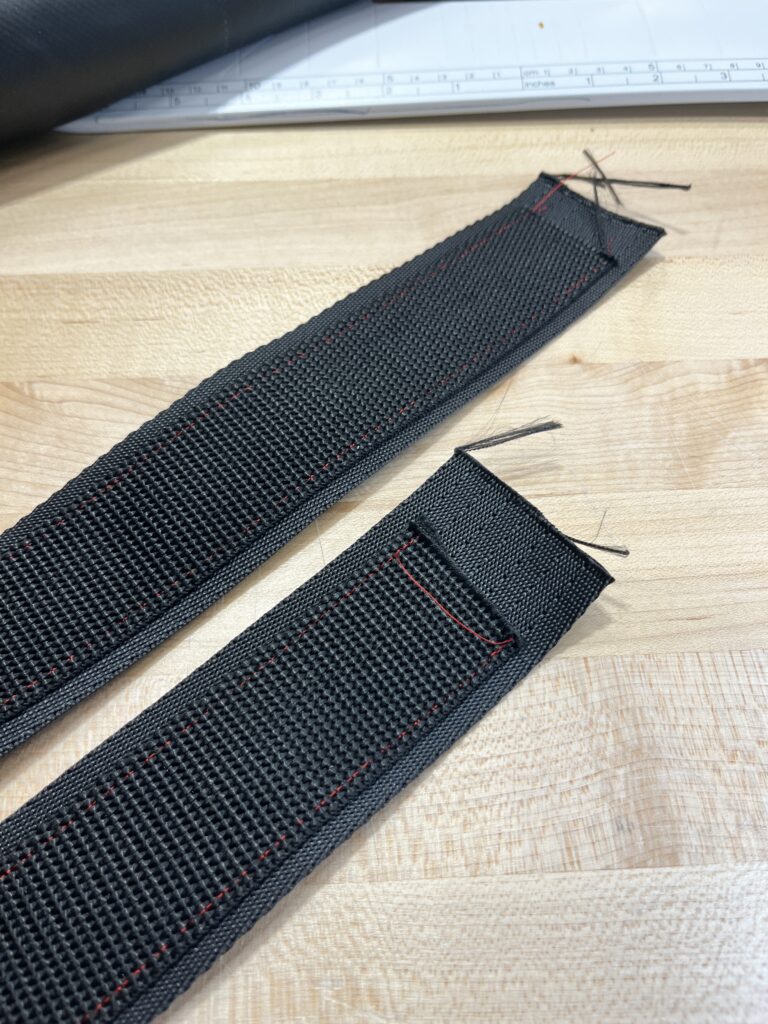 finished shoulder straps