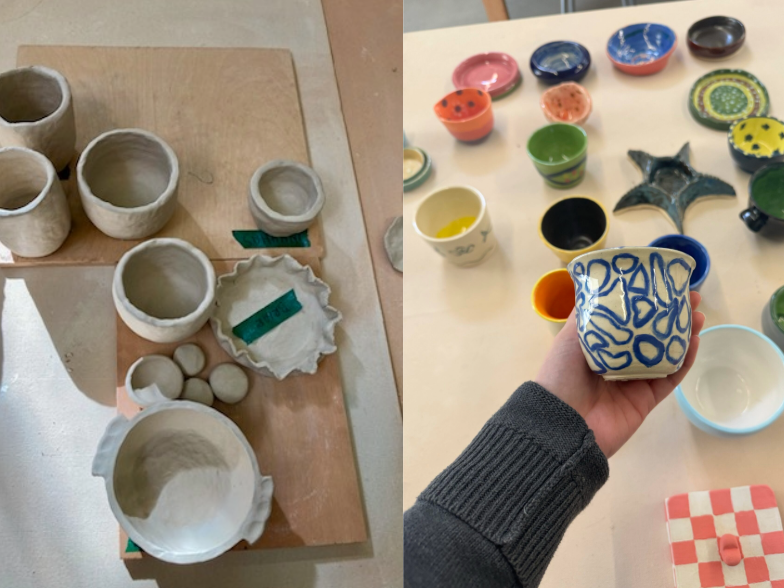 Untitled Unfinished and finished ceramic pieces