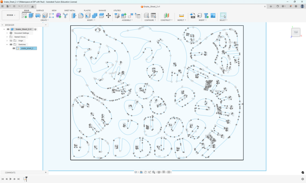 A screen capture of the dxf image trace output in Fusion360 as a sketch.